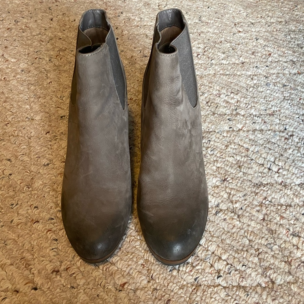Faux suede ankle boot.